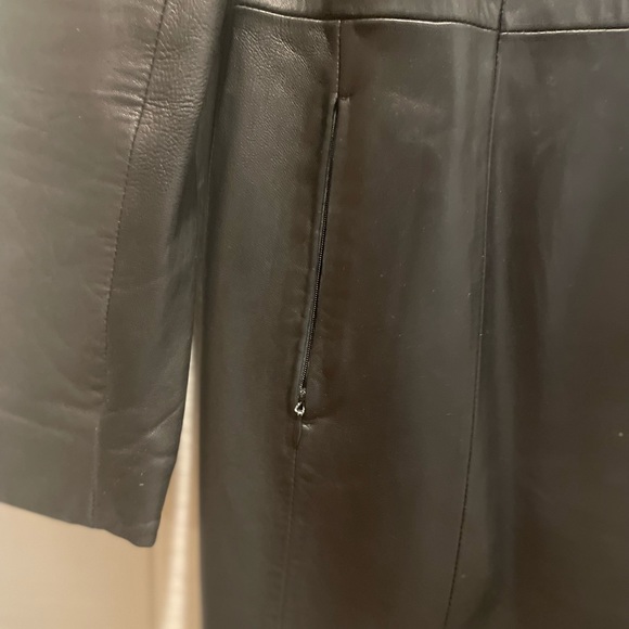 Kenneth Cole Black Leather Coat -Size S EUC - Picture 13 of 13